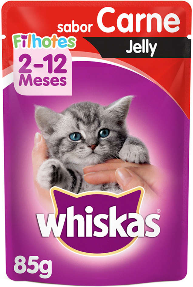 Kit Ração Úmida Whiskas Sachê Carne Jelly para Gatos Filhotes - 40 Unidades
