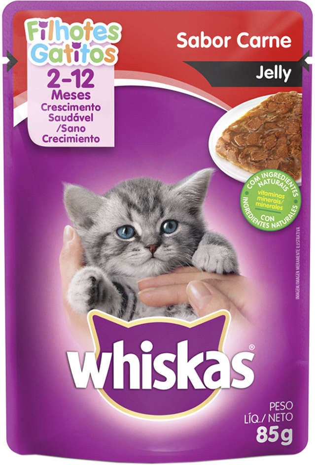 Kit Ração Úmida Whiskas Sachê Carne Jelly para Gatos Filhotes - 40 Unidades