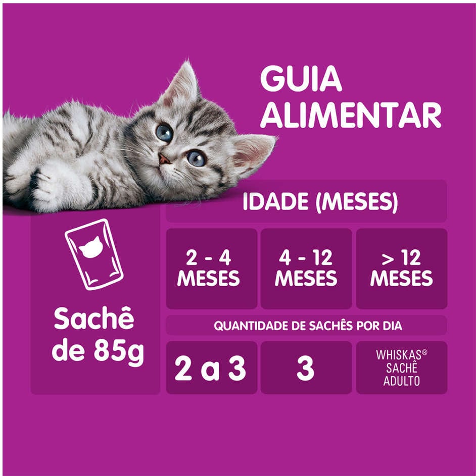 Kit Ração Úmida Whiskas Sachê Carne Jelly para Gatos Filhotes - 40 Unidades
