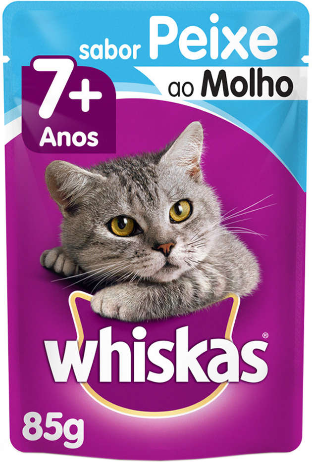 Kit Ração Úmida Whiskas Sachê Peixe ao Molho para Gatos Sênior 7 + Anos - 40 Unidades