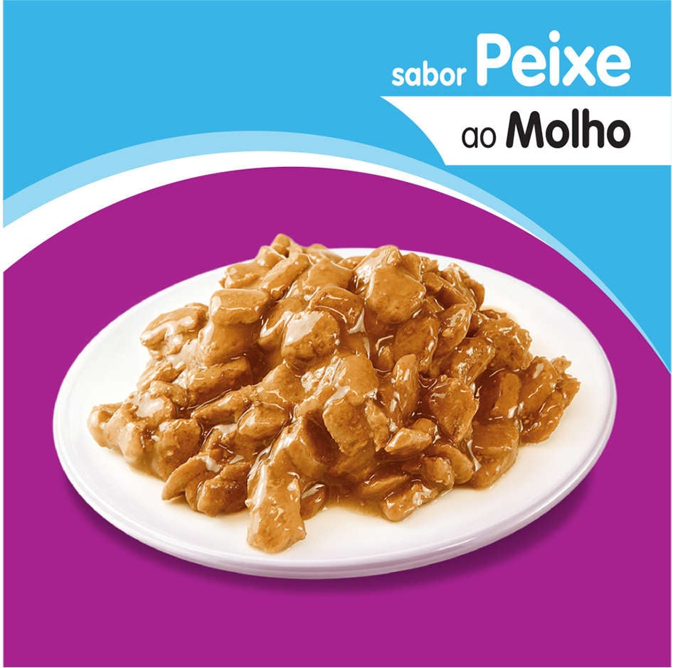 Kit Ração Úmida Whiskas Sachê Peixe ao Molho para Gatos Sênior 7 + Anos - 40 Unidades