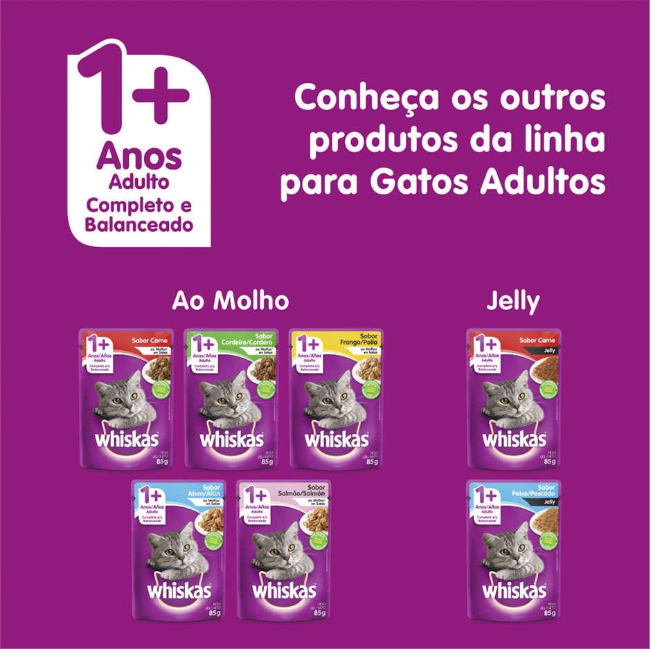 Kit Ração Úmida Whiskas Sachê Peixe ao Molho para Gatos Sênior 7 + Anos - 40 Unidades