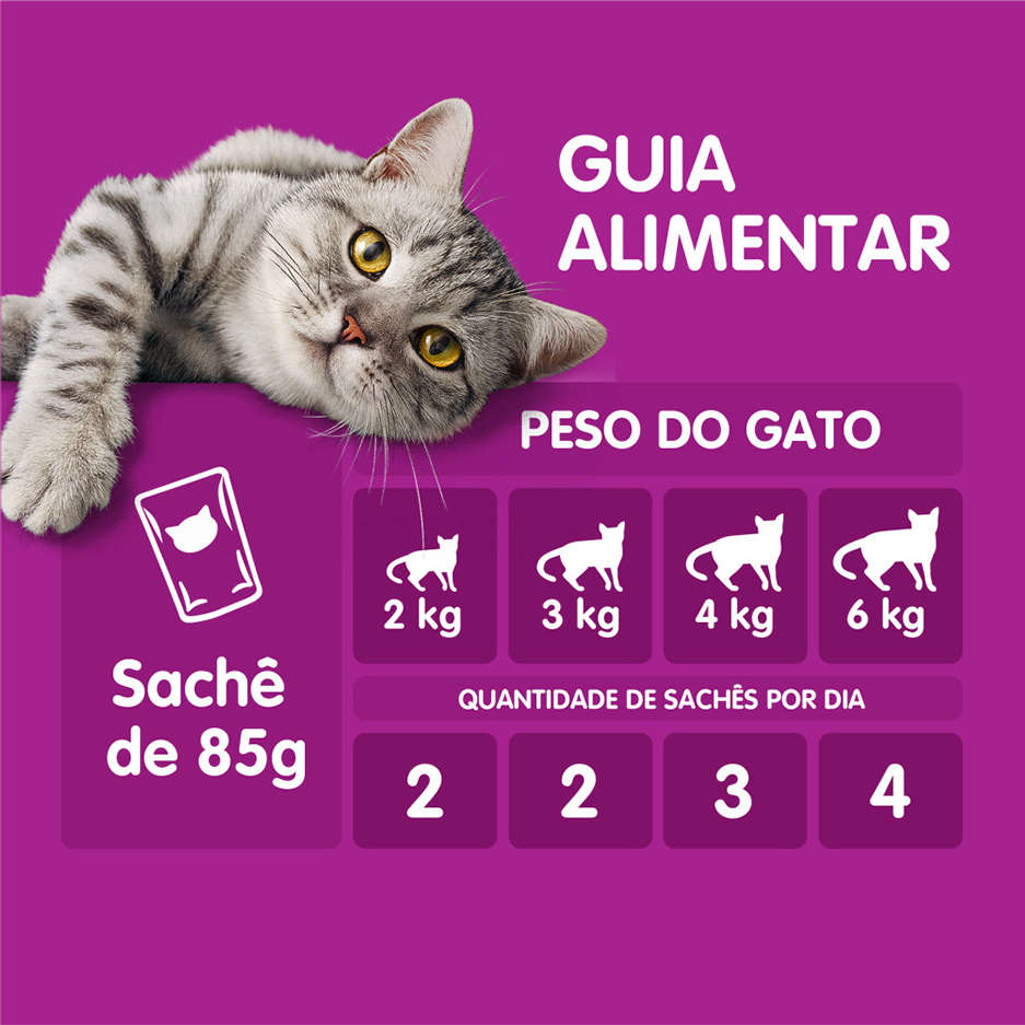Kit Ração Úmida Whiskas Sachê Peixe ao Molho para Gatos Sênior 7 + Anos - 40 Unidades