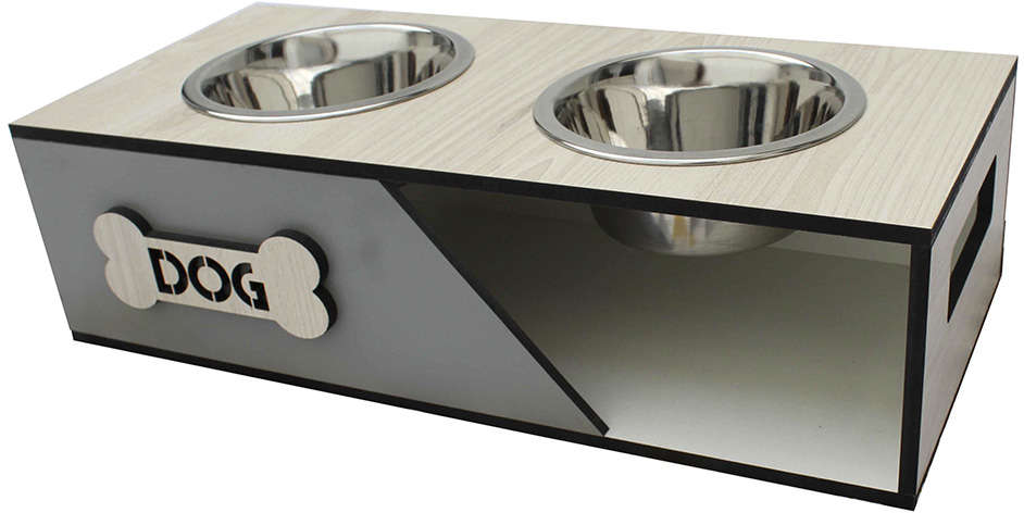Comedouro Barcelona Cinza para Cães e Gatos - Tam. M