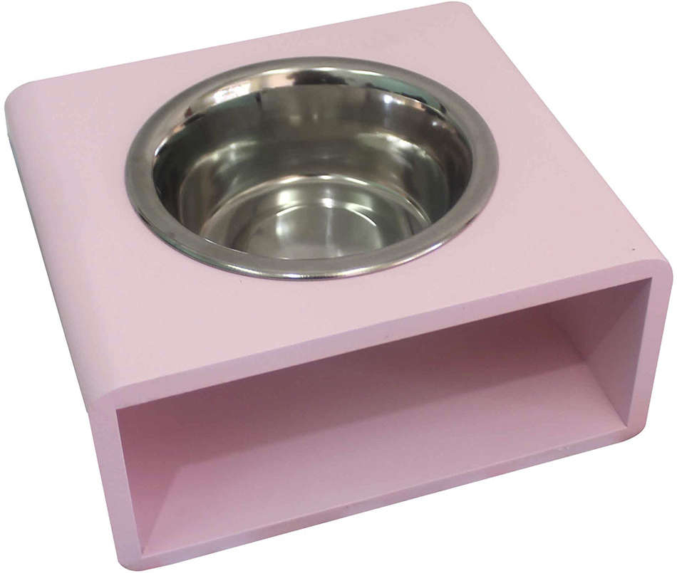 Comedouro Individual Modern Rosa para Cães e Gatos - Tam. G