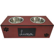 Comedouro Lousa Duplo Vermelho para Cães e Gatos - Tam. G