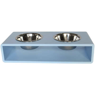 Comedouro Modern Duplo Azul Bebê para Cães e Gatos