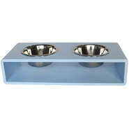Comedouro Modern Duplo Azul Bebê para Cães e Gatos - Tam. G