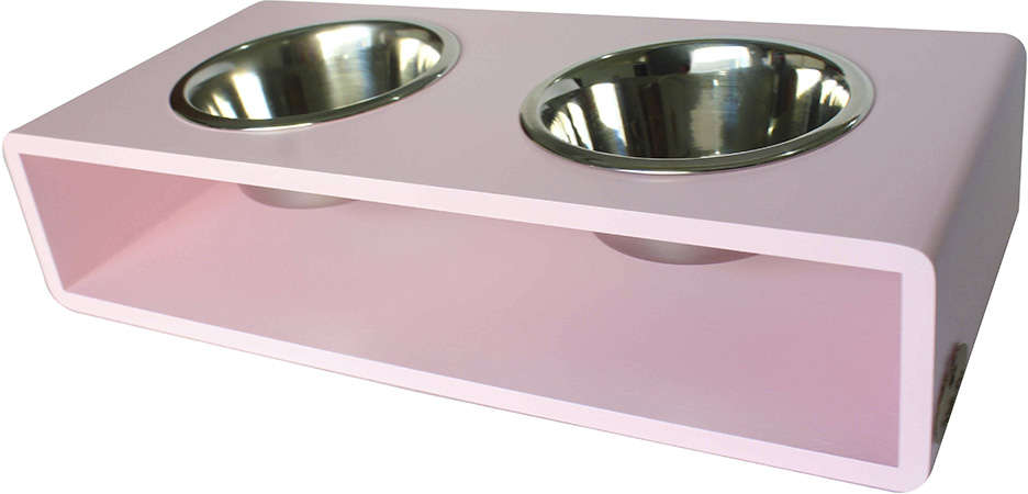 Comedouro Modern Duplo Rosa para Cães e Gatos - Tam. M