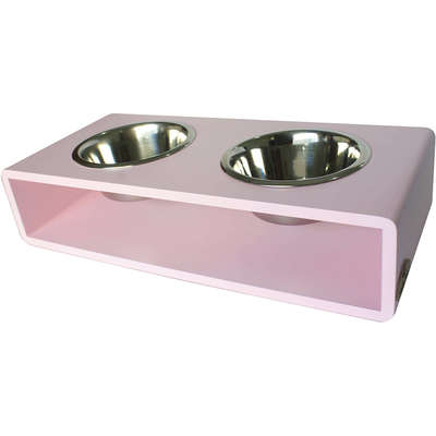 Comedouro Modern Duplo Rosa para Cães e Gatos
