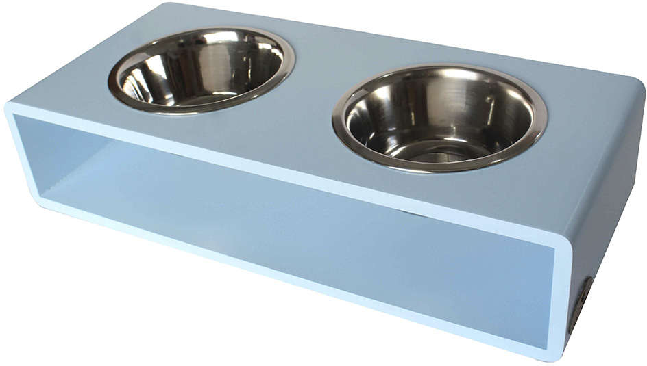 Comedouro Modern Duplo Azul Bebê para Cães e Gatos - Tam. G