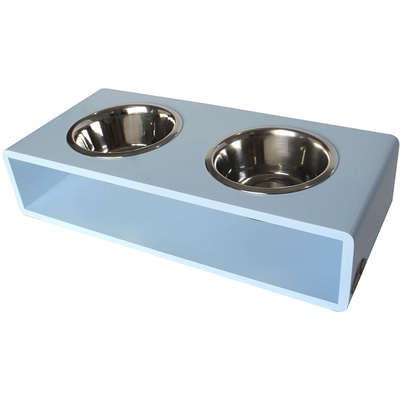 Comedouro Modern Duplo Azul Bebê para Cães e Gatos