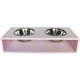Comedouro Modern Duplo Rosa para Cães e Gatos
