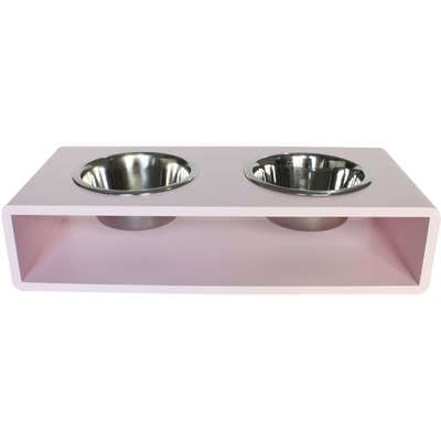 Comedouro Modern Duplo Rosa para Cães e Gatos