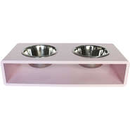 Comedouro Modern Duplo Rosa para Cães e Gatos - Tam. M