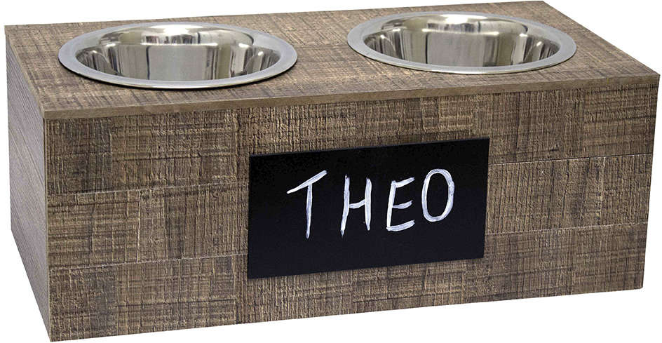 Comedouro Wood Duplo para Cães e Gatos - Tam. M