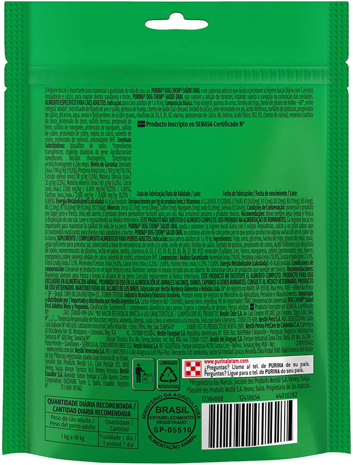 Petisco Purina Dog Chow Dog Chow para Cães Adultos Porte Mini e Pequeno Sabor Frango - 3 Unidades