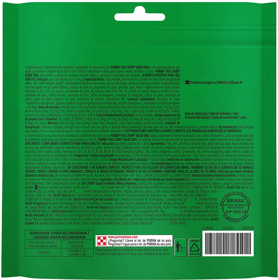 Petisco Purina Dog Chow Dog Chow para Cães Adultos Porte Mini e Pequeno Sabor Frango - 7 Unidades