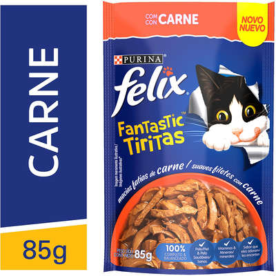 Ração Úmida Nestlé Purina Felix Fantastic Tiritas Carne para Gatos Adultos