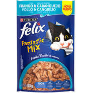 Ração Úmida Nestlé Purina Felix Fantastic Mix Frango & Molho Sabor Caranguejo para Gatos Adultos