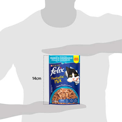 Ração Úmida Nestlé Purina Felix Fantastic Mix Frango & Molho Sabor Caranguejo para Gatos Adultos