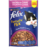 Ração Úmida Nestlé Purina Felix Fantastic Mix Salmão & Molho Sabor Carne para Gatos Adultos