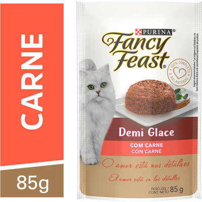 Racão Úmida Nestlé Purina Fancy Feast Sachê Demi Glace com Carne para Gatos Adultos