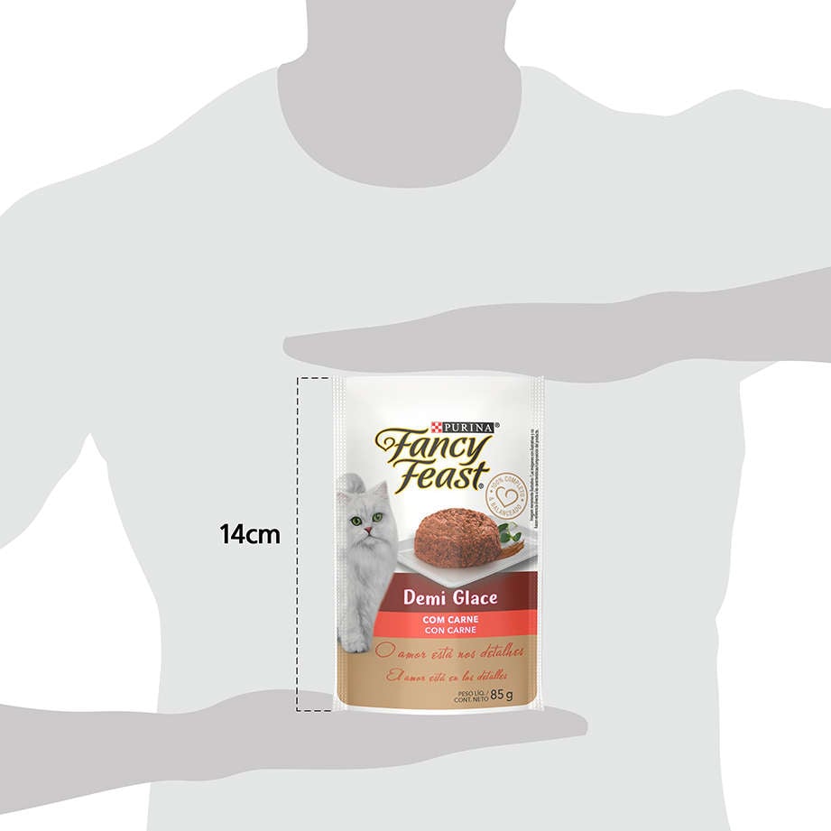 Racão Úmida Nestlé Purina Fancy Feast Sachê Demi Glace com Carne para Gatos Adultos - 85 g
