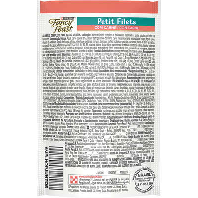 Racão Úmida Nestlé Purina Fancy Feast Sachê Petit Filets com Carne para Gatos Adultos