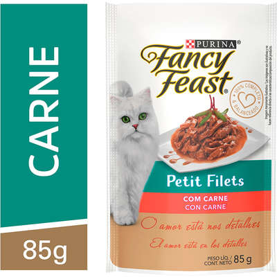 Racão Úmida Nestlé Purina Fancy Feast Sachê Petit Filets com Carne para Gatos Adultos