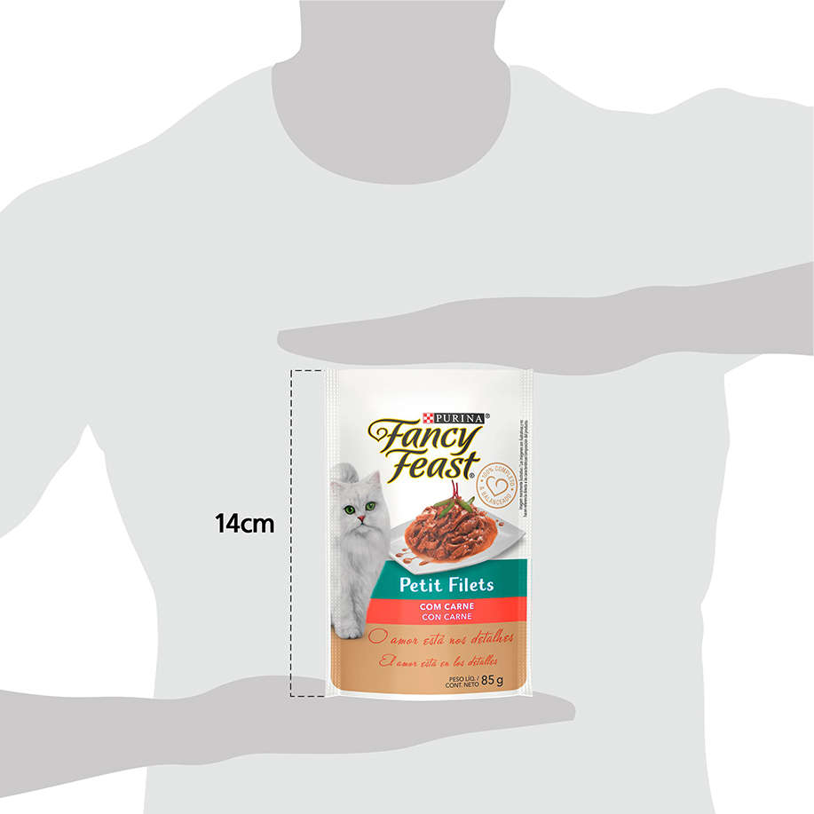 Ração Úmida Nestlé Purina Fancy Feast Sachê Petit Filets com Carne para Gatos Adultos - 85 g