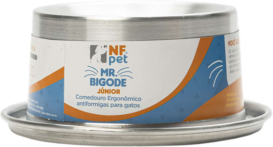 Comedouro Ergonômico NF Pet Mr. Bigode Júnior Antiformigas Prata para Gatos - 140 mL