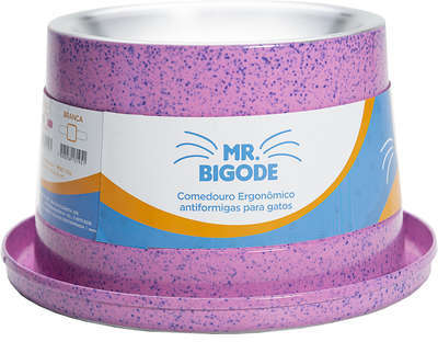 Comedouro Ergonômico NF Pet Mr. Bigode Antiformigas Rosa para Gatos - 250 mL
