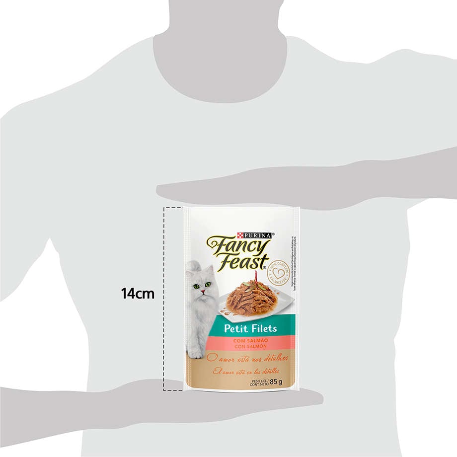 Racão Úmida Nestlé Purina Fancy Feast Sachê Petit Filets com Salmão para Gatos Adultos - 85 g