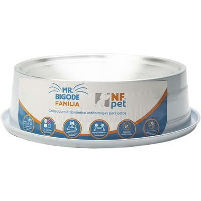 Comedouro Ergonômico NF Pet Mr. Bigode Antiformigas Branco para Gatos