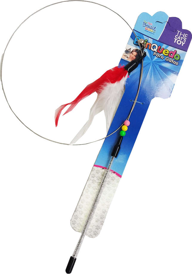 Brinquedo Varinha Circular com Penacho para Gatos - Tam. Único