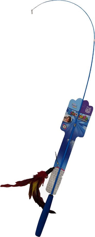 Brinquedo Varinha Pesca Retrátil com Penas para Gatos - Tam. Único