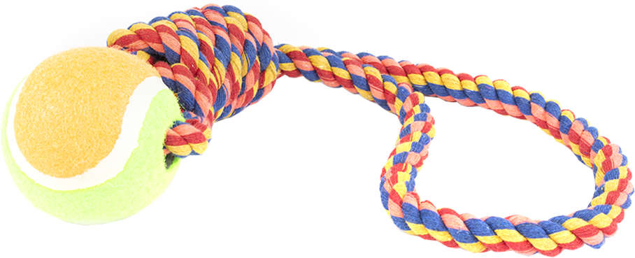 Brinquedo Puxador Corda com Bola de Tênis para Cães - Tam. Único