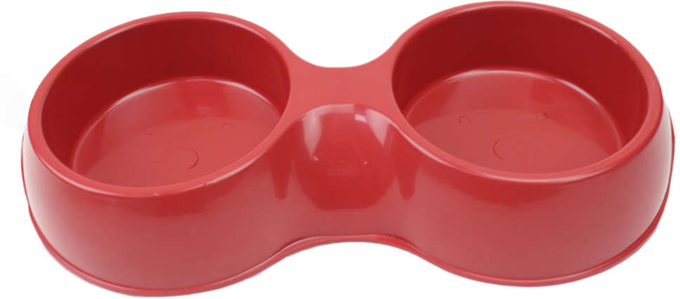 Comedouro Plástico Pop Duplo Vermelho - 1100 mL