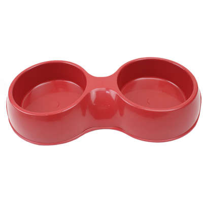 Comedouro Plástico Pop Duplo Vermelho
