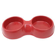 Comedouro Plástico Pop Duplo Vermelho - 1100 mL