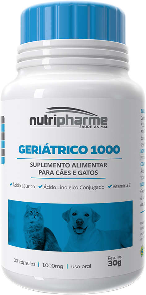 Suplemento Alimentar Geriátrico 1000 para Cães e Gatos - 30 Cápsulas