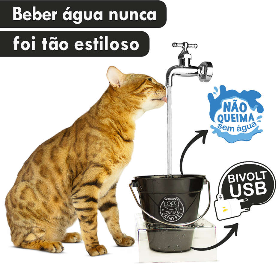 Bebedouro Fonte CatMyPet Torneira MagiCat Black - Bivolt