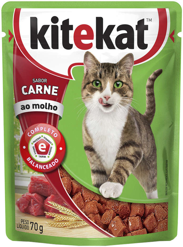 Ração Kitekat Sachê Carne para Gatos Adultos - 70 g