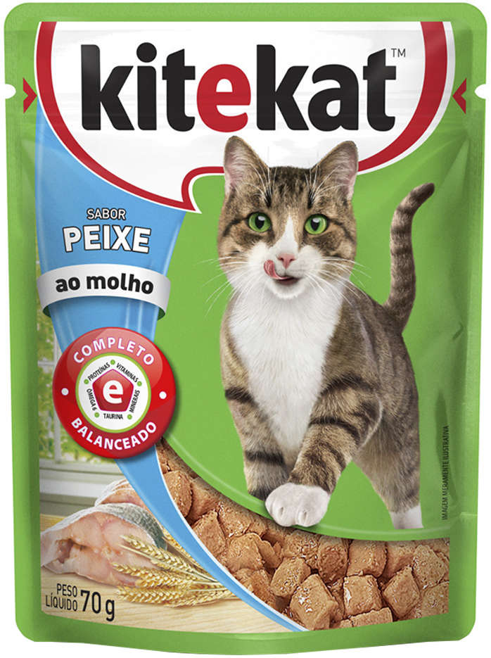 Ração Kitekat Sachê Peixe para Gatos Adultos - 70 g