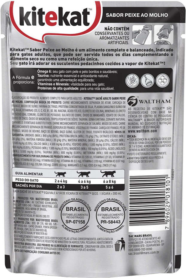 Ração Kitekat Sachê Peixe para Gatos Adultos - 70 g
