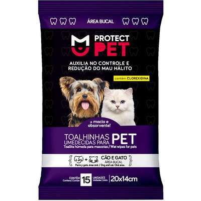Toalhas Umedecidas Protect Pet Área Bucal para Cães e Gatos