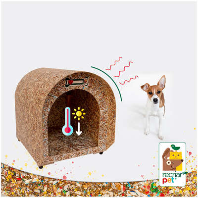 Casinha Iglu Ecológica Recriar Pet Vermelha