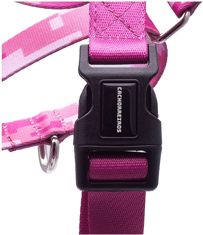 Peitoral Antipuxão Camuflado Rosa para Cães - Tam. G