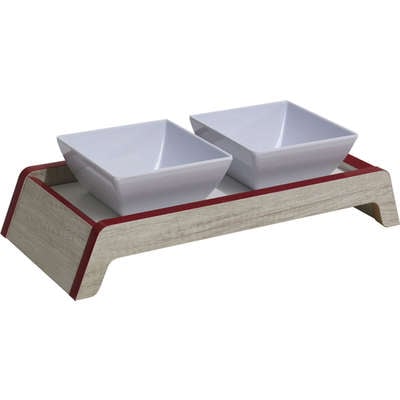 Comedouro Duplo Elevado Vermelho para Cães e Gatos